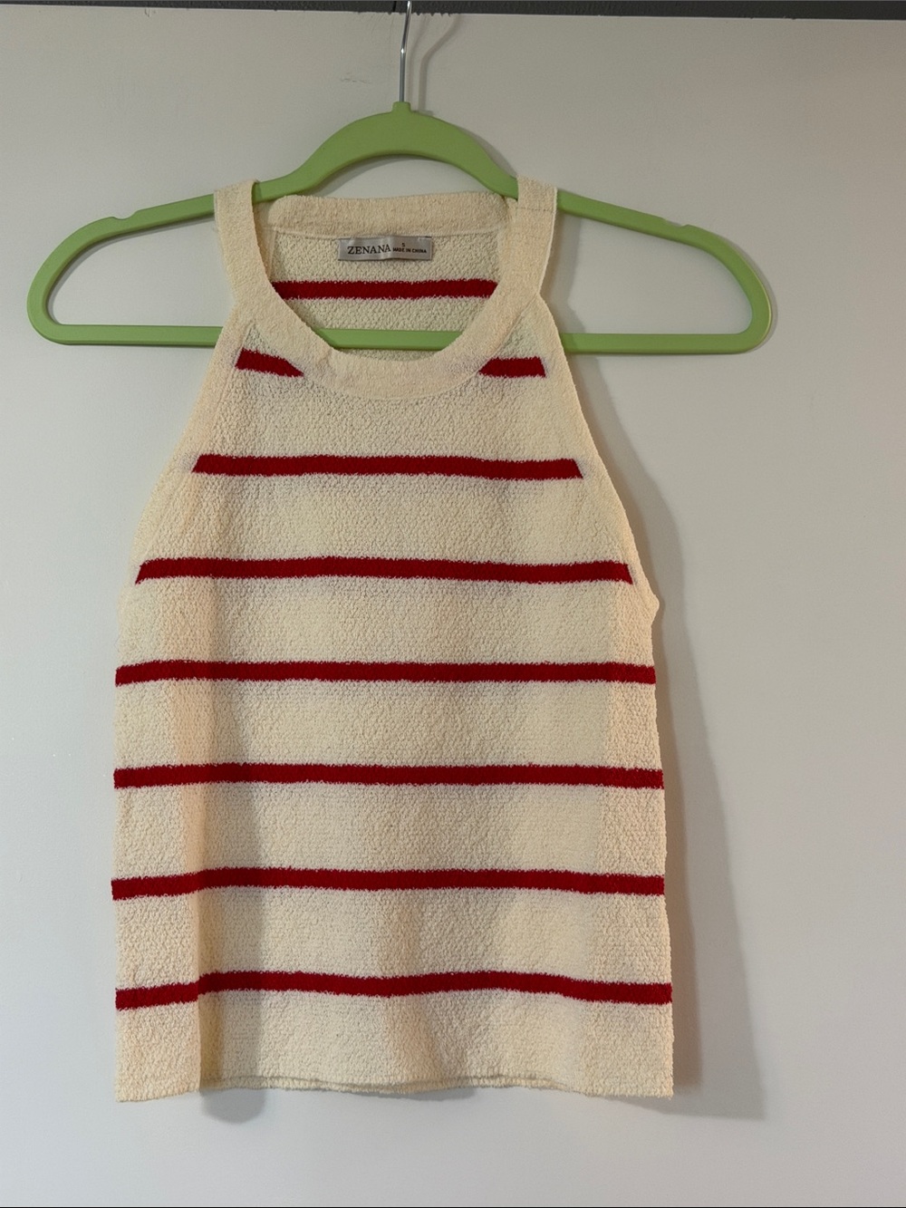 NWOT Zenana Outfitters Cream Tank Top with Red Stripes